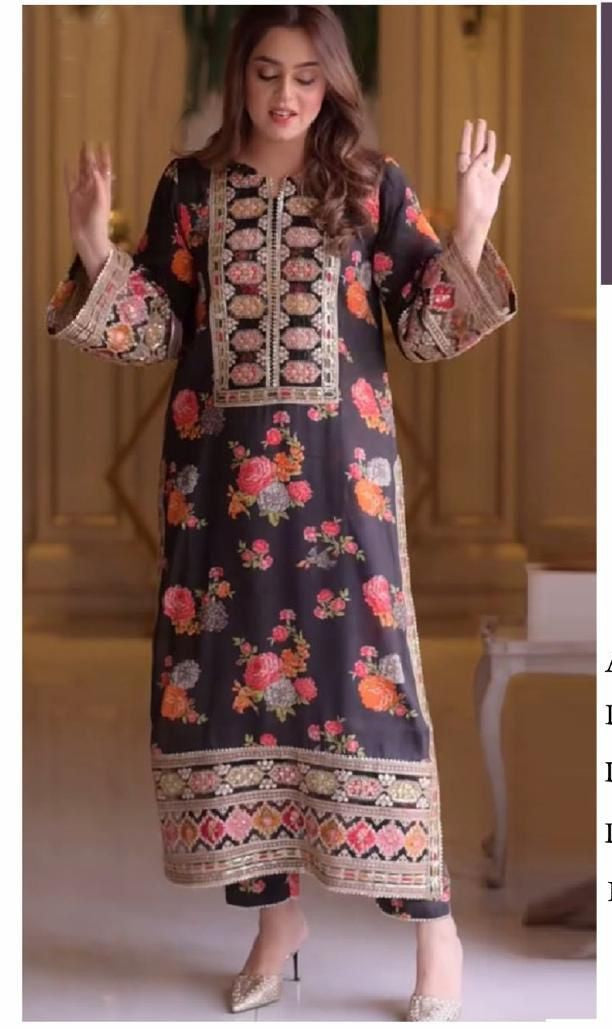 Black Floral Embroidered 3-Piece Unstitched Suit