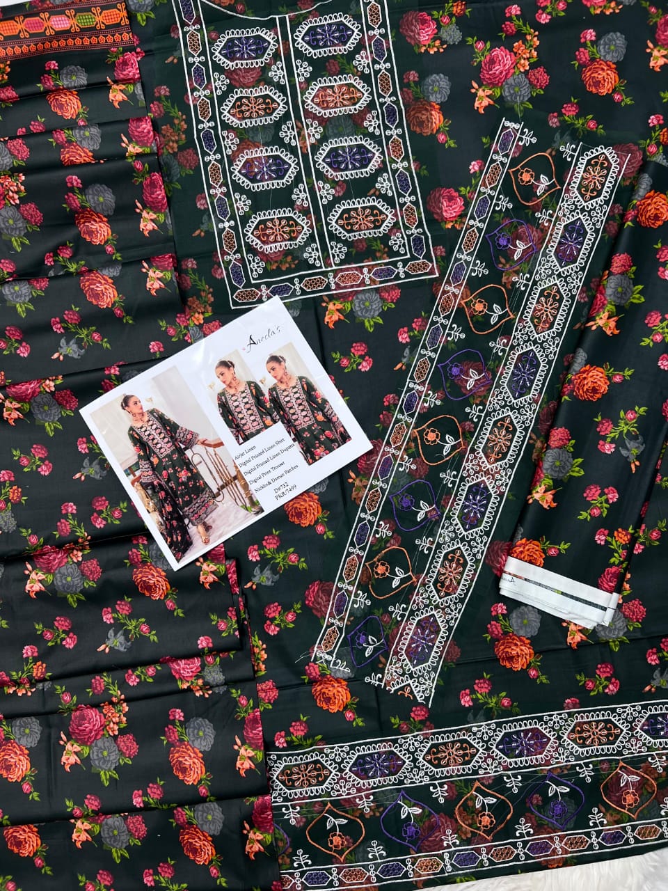 "Emerald Festivity" Heavy Embroidered Olive Green Suit with Mirror Work