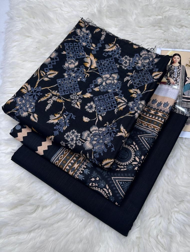 Elegant Teal & Beige Floral Print Suit