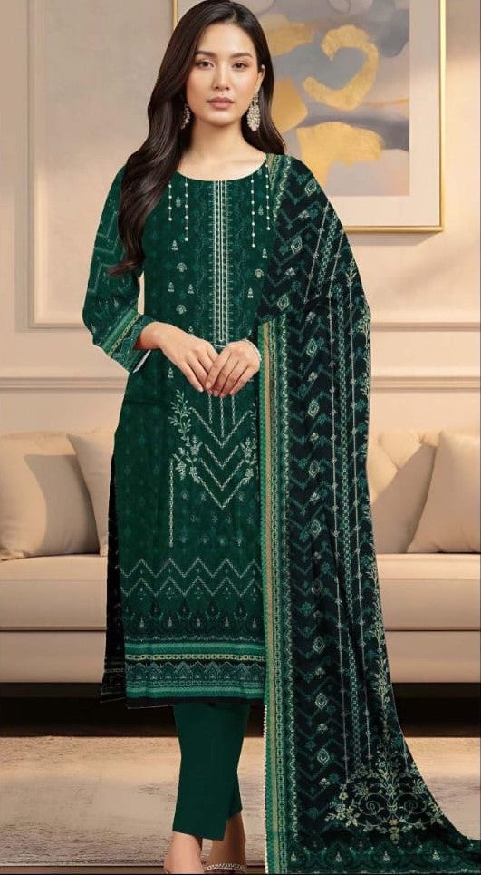 Regal Forest Green Intricate Print Suit