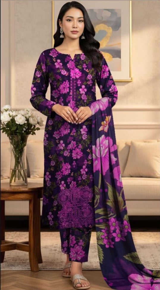 Stunning Orchid & Deep Violet Floral Suit