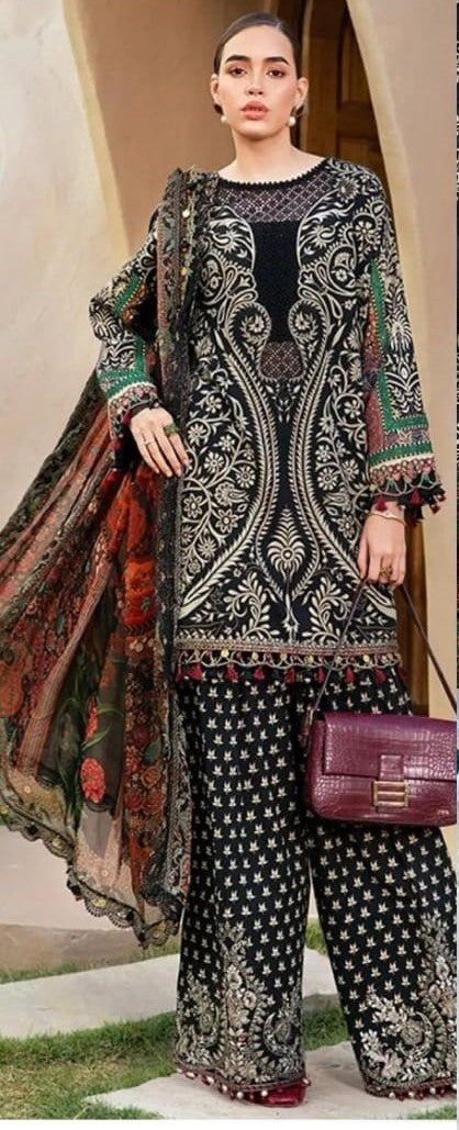 Opulent Black & Gold Embroidered-Look Suit