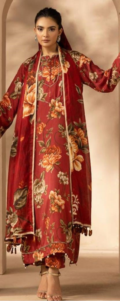 Maroon Frock with Lace