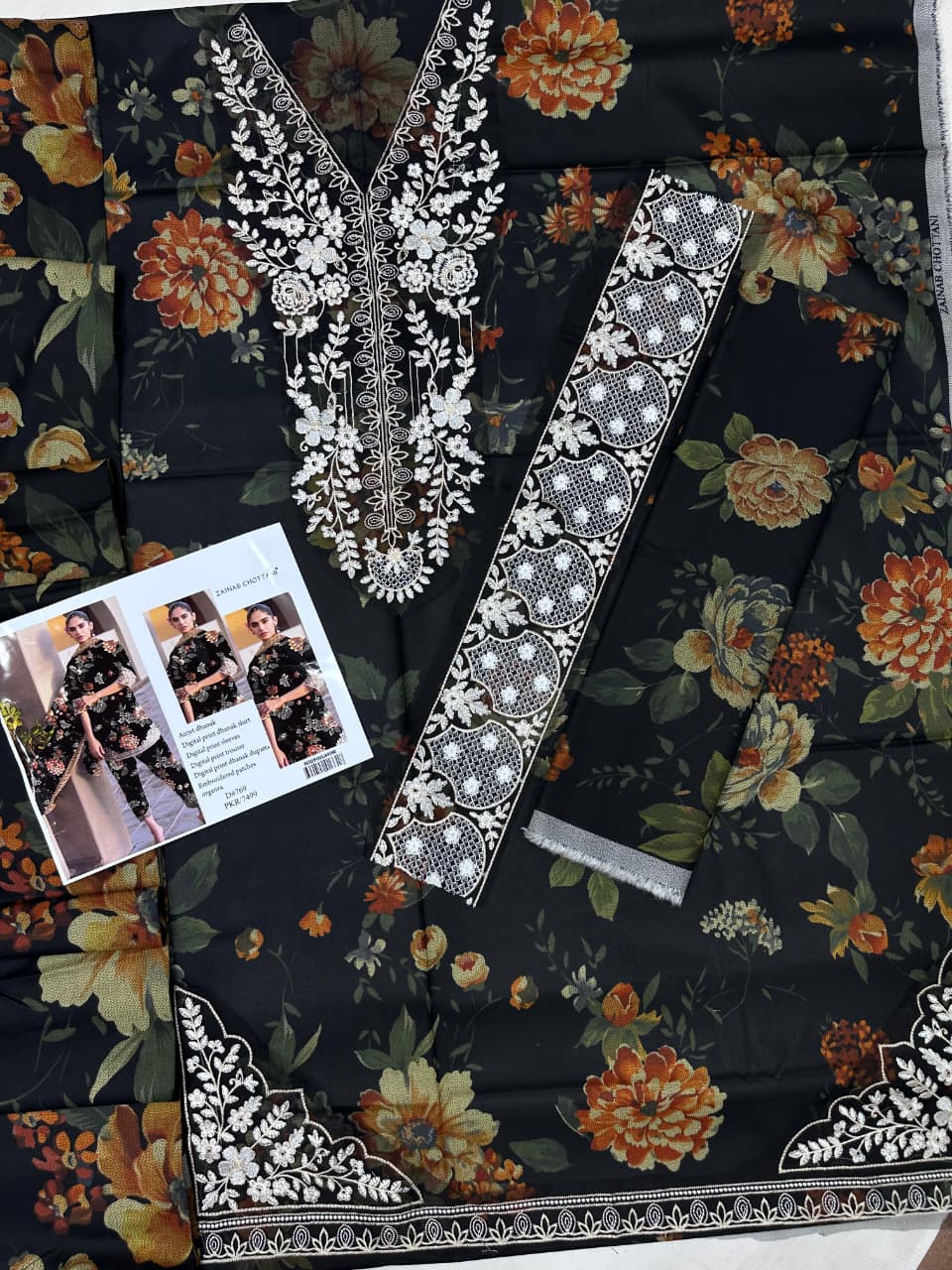 Dark Blue Embroidered Winter Suit