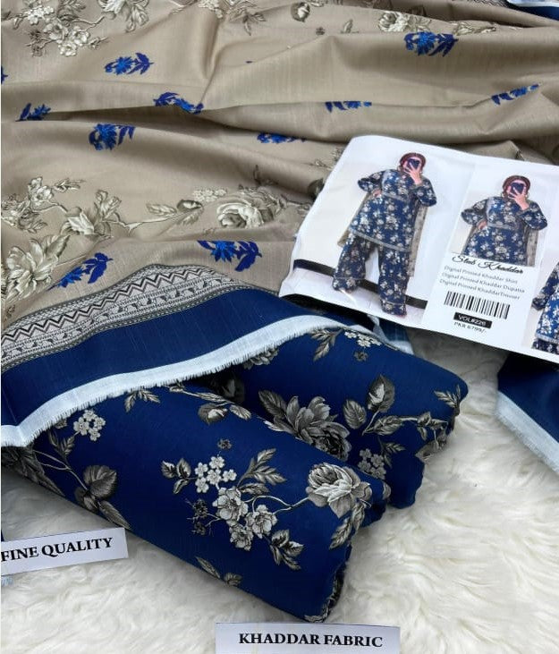 Teal & Beige Floral Print Suit